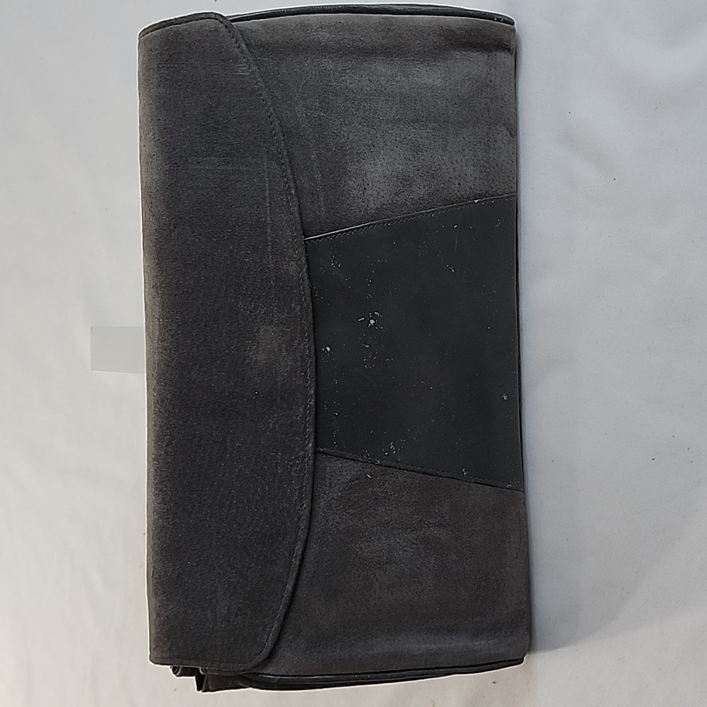 Frenchy Of California Gray Suade Leather Clutch Shoulder